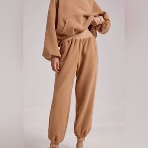 Nap Loungewear Fuzzy Bear Jogger Set (tan color)